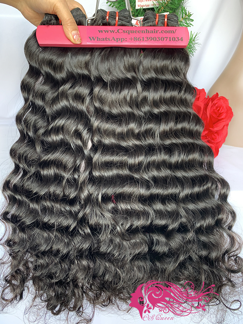 Csqueen Raw Mermaid Wave 3 Bundles with 4*4 HD Lace Closure 100% Human Hair